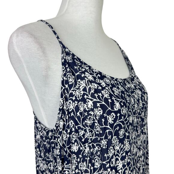 Soft Surroundings Navy & White Floral 100% Rayon Cami Shift Midi Slip Dress - Picture 4 of 8